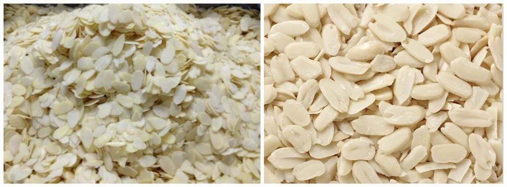 almond slices and peanut kernel slices